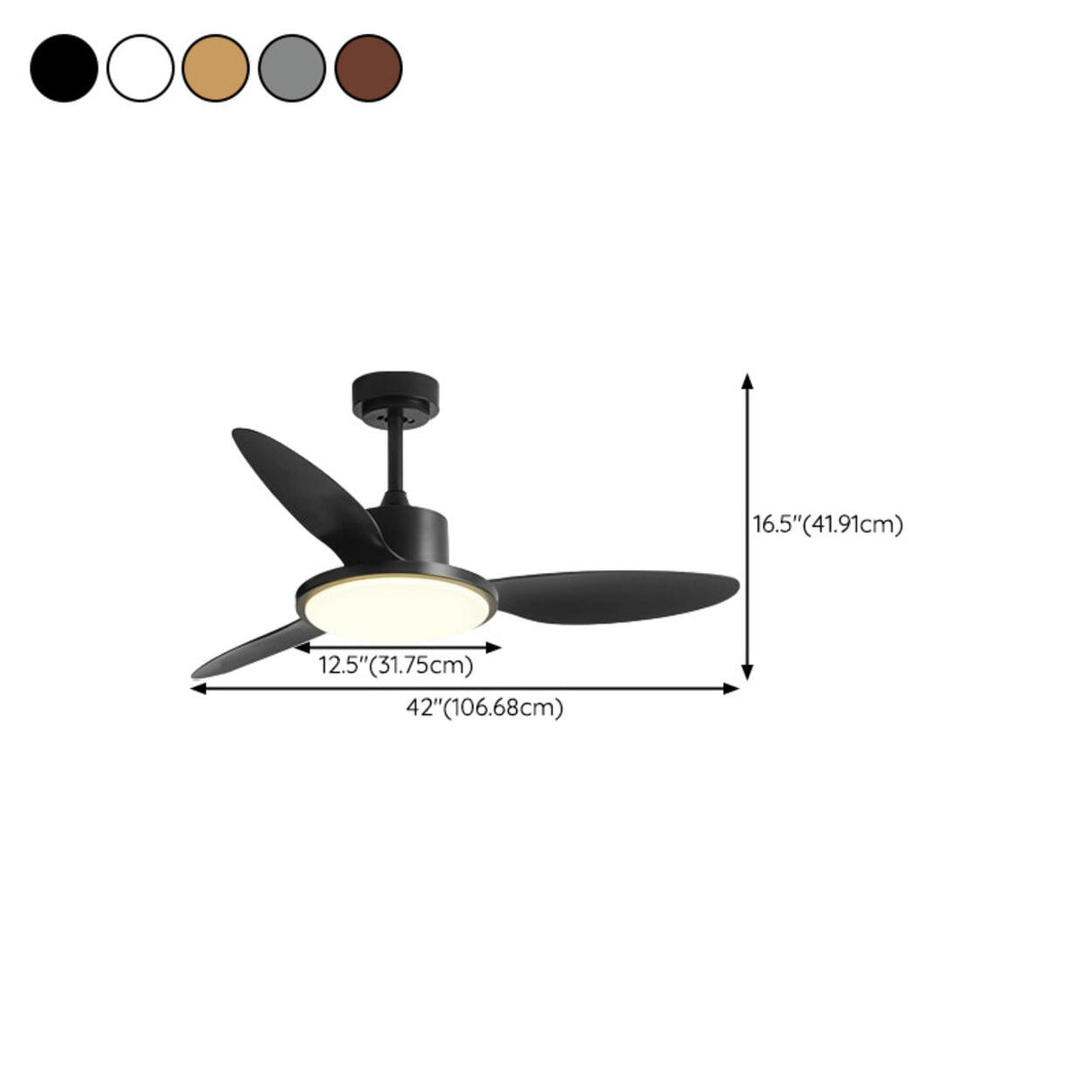 Down Rod Simple Wood Blade Standard Ceiling Fan Light