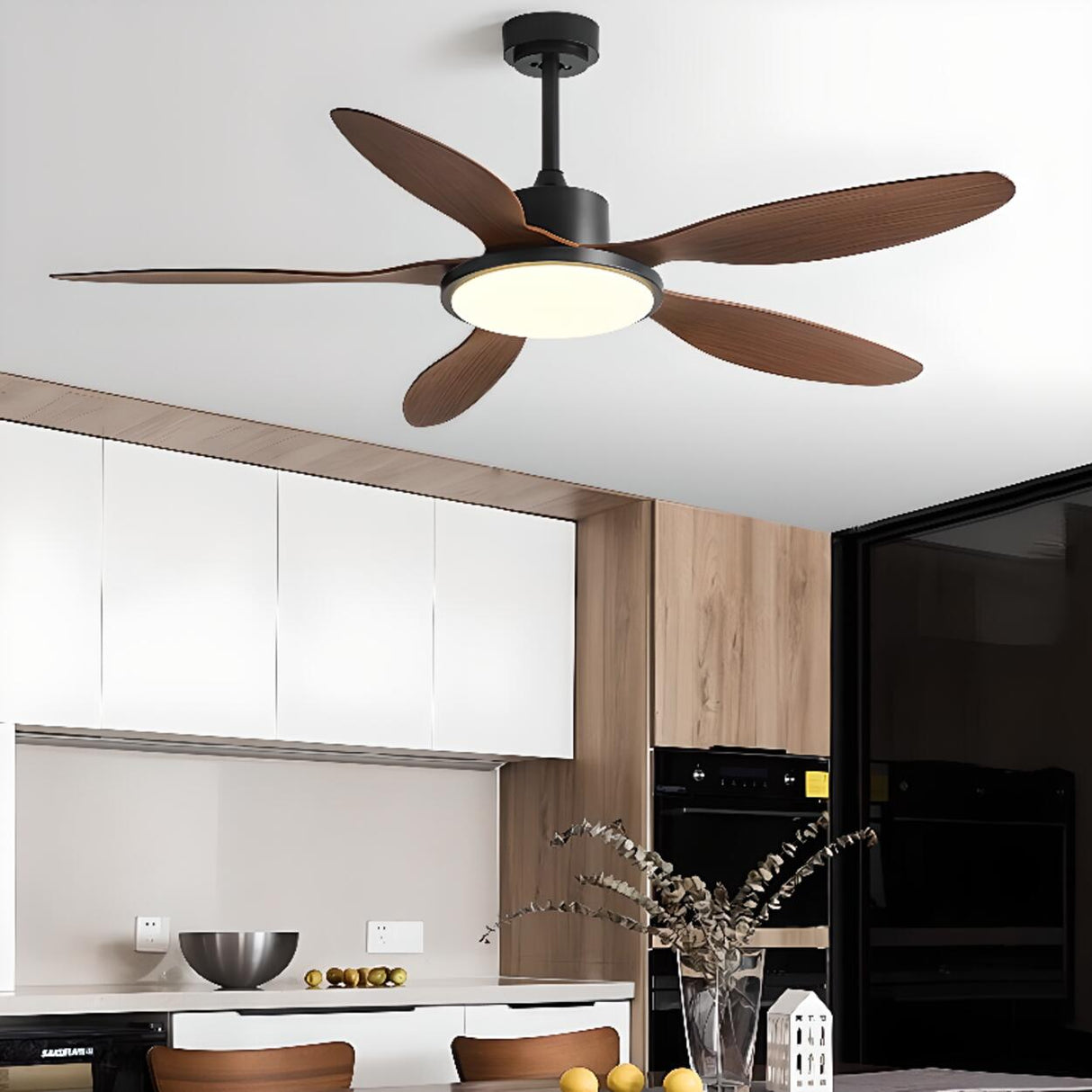 Down Rod Simple Wood Blade Standard Ceiling Fan Light Image - 4