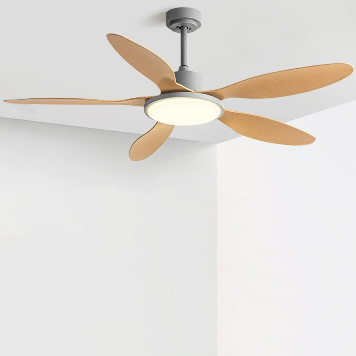 Down Rod Simple Wood Blade Standard Ceiling Fan Light Image - 6