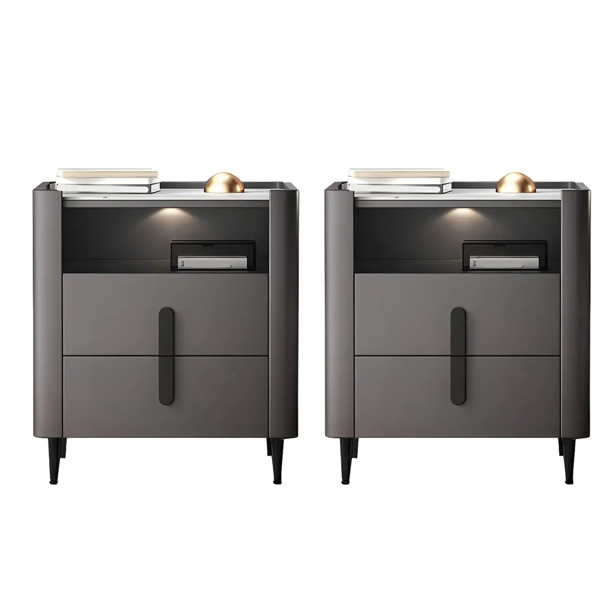 Drawer Storage Wood Off-White Lighting Stone Nightstand Image - 11