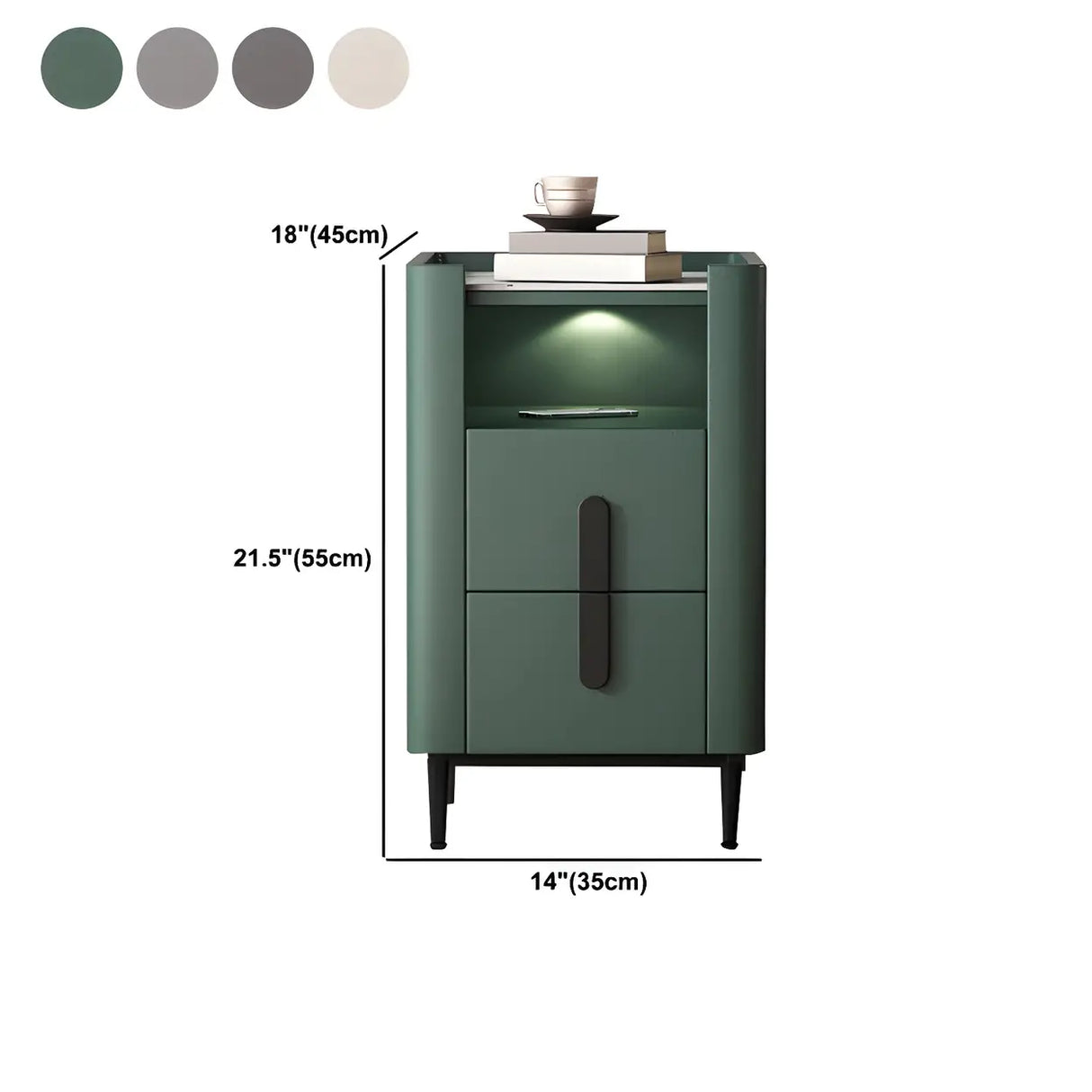 Drawer Storage Wood Off-White Lighting Stone Nightstand