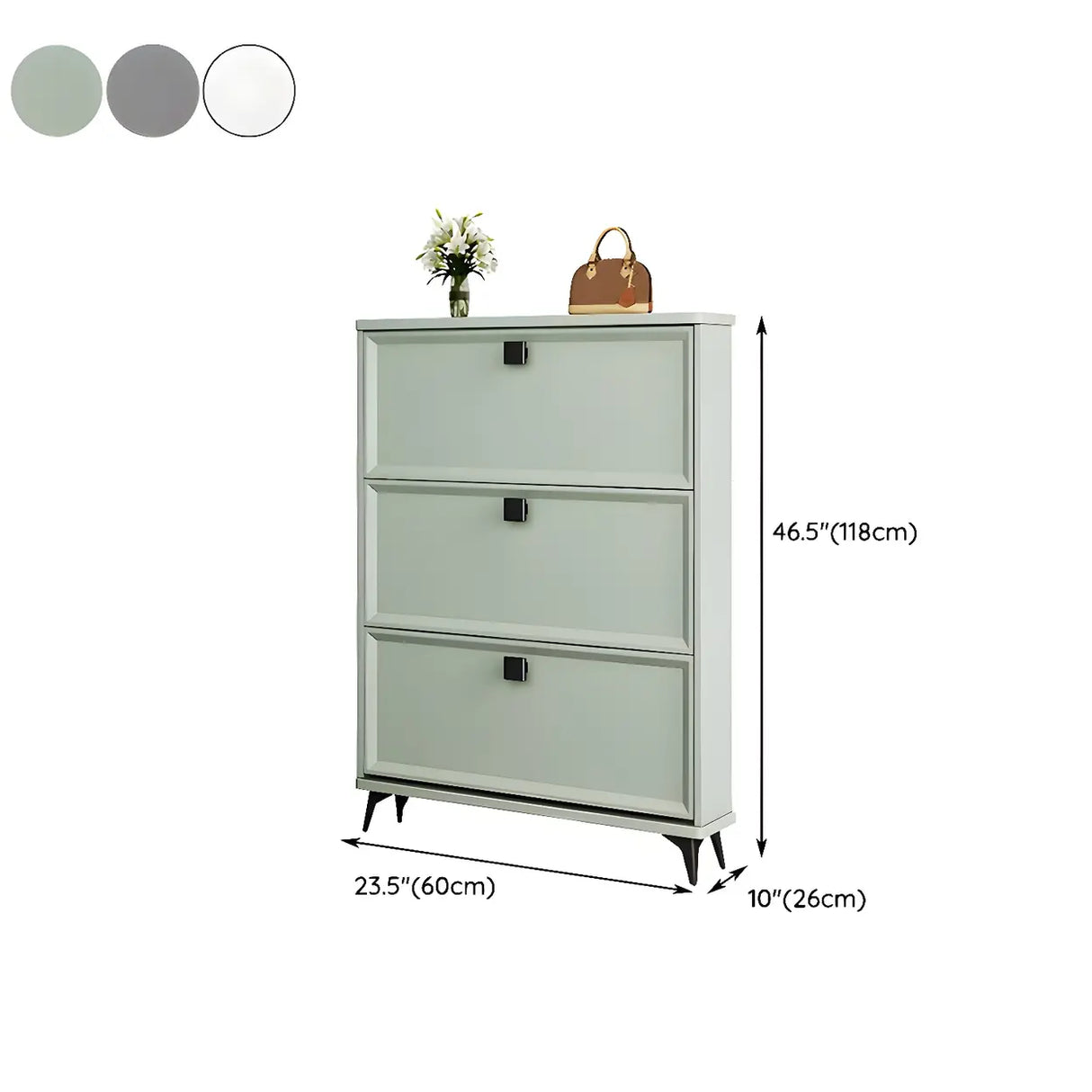 Drop Front Adjustable Wood Entryway Gray Medium Shoe Cabinet Image - 20