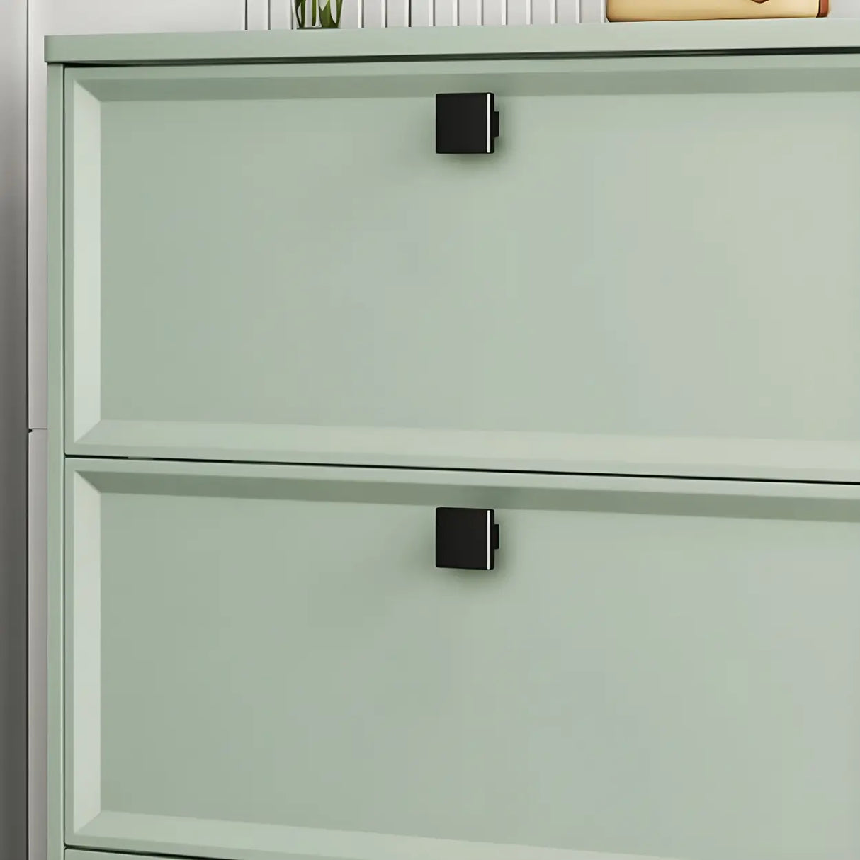 Drop Front Adjustable Wood Entryway Gray Medium Shoe Cabinet Image - 9