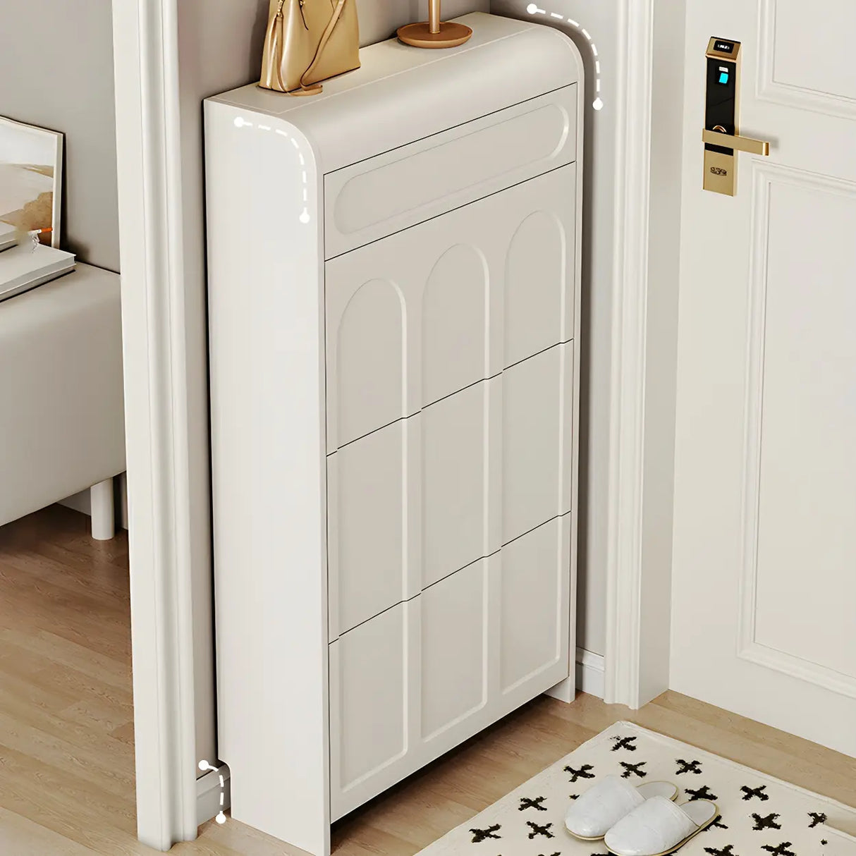 Drop Front Wall-Mounted White Adjustable Shoe Storage Image - 2