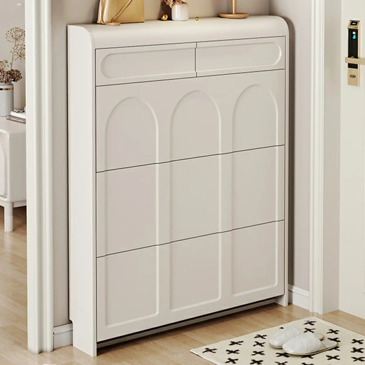 Drop Front Wall-Mounted White Adjustable Shoe Storage Image - 5