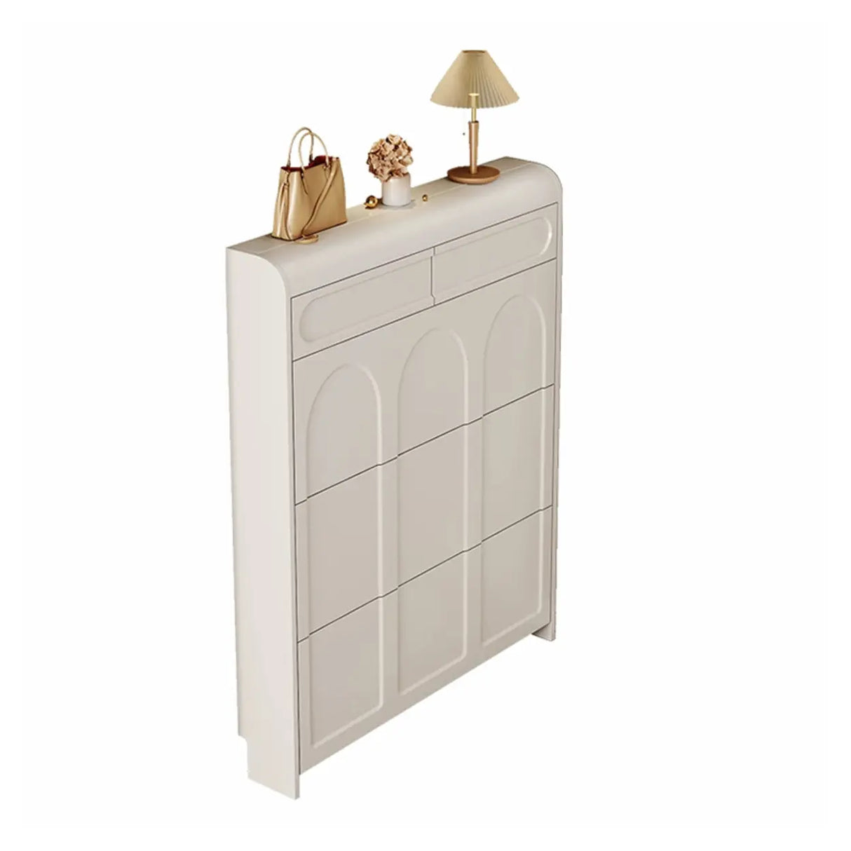 Drop Front Wall-Mounted White Adjustable Shoe Storage Image - 7