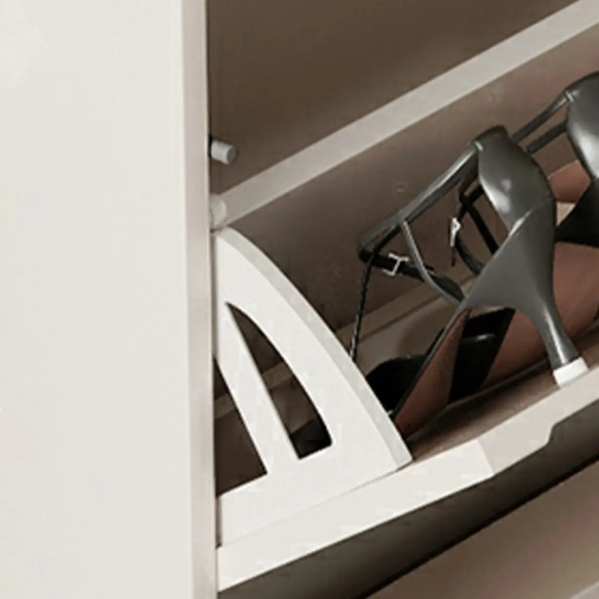 Drop Front Wall-Mounted White Adjustable Shoe Storage Image - 8