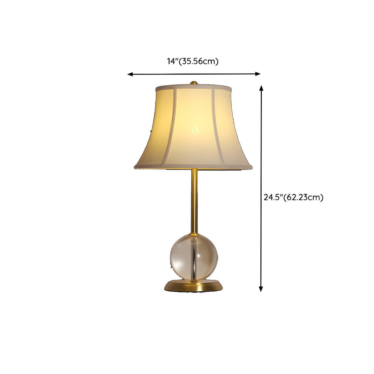 Drum-Shaped Shade Crystal Ball Base Bedside Table Lamp Image - 13