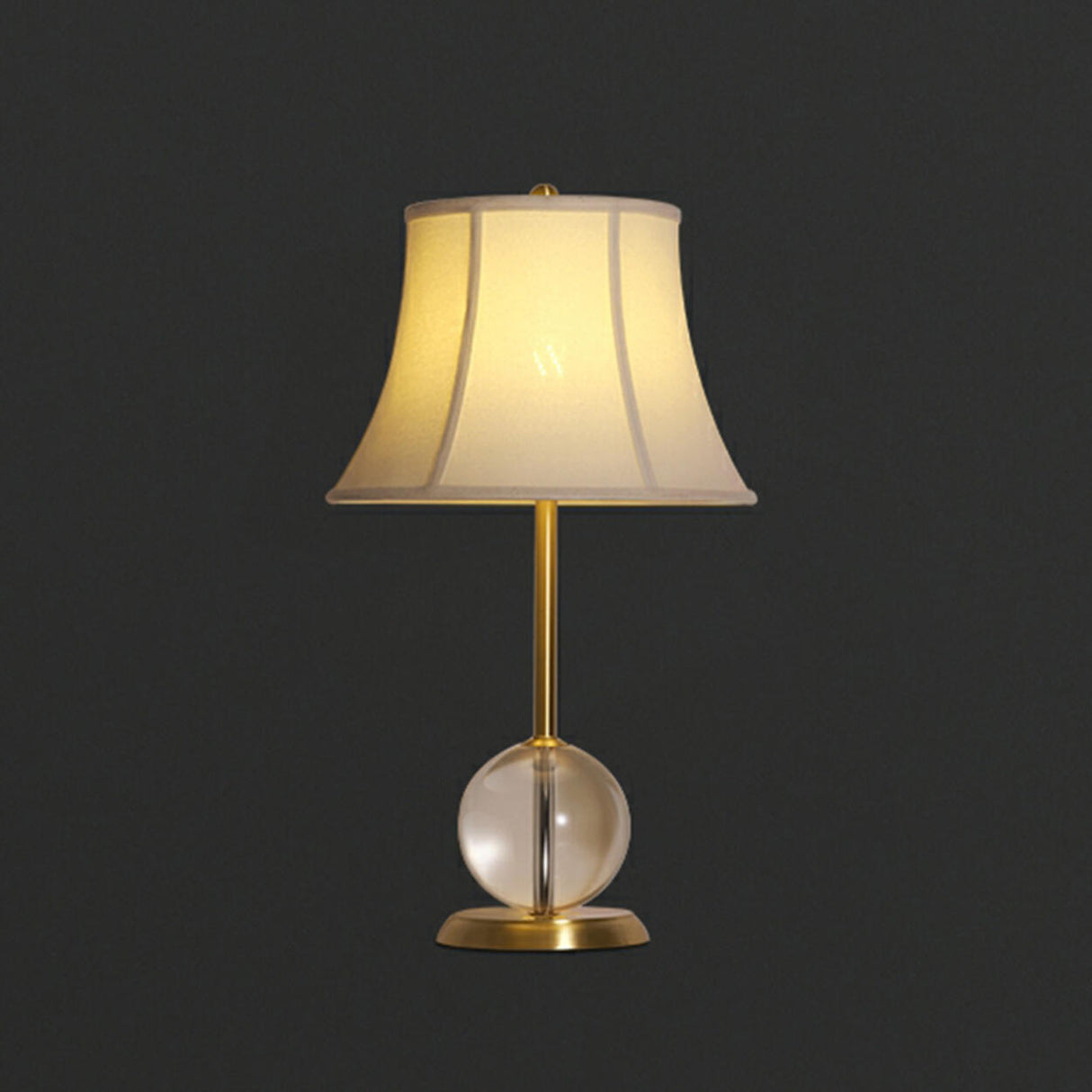 Drum-Shaped Shade Crystal Ball Base Bedside Table Lamp Image - 6