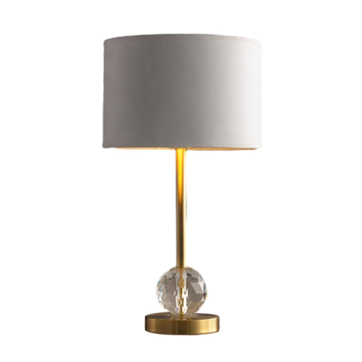 Drum-Shaped Shade Crystal Ball Metal Base Table Lamp Image - 5