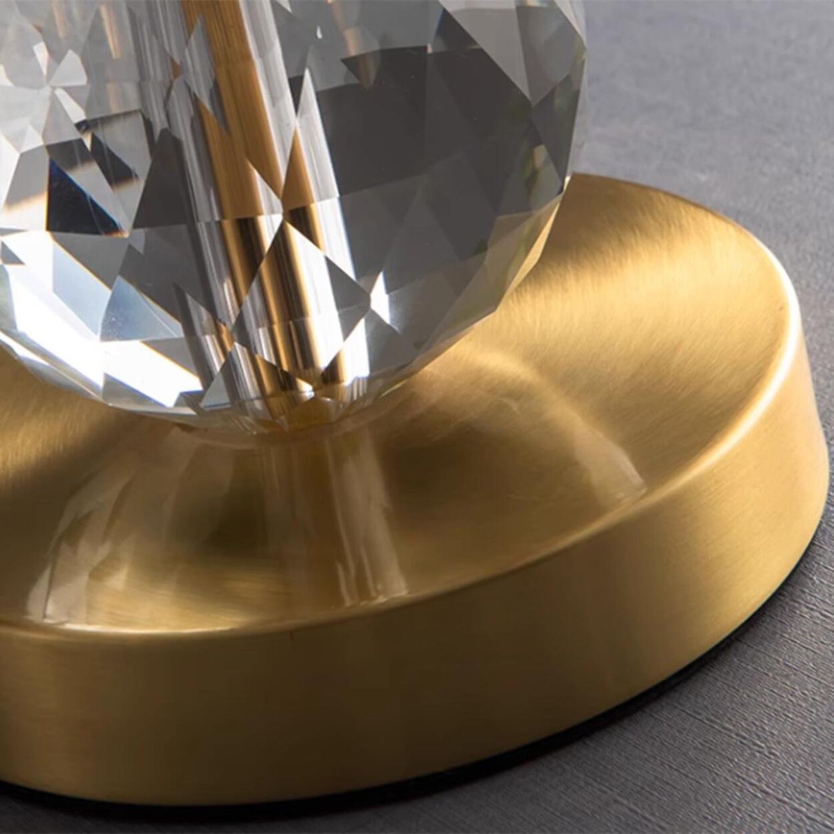 Drum-Shaped Shade Crystal Ball Metal Base Table Lamp Image - 6