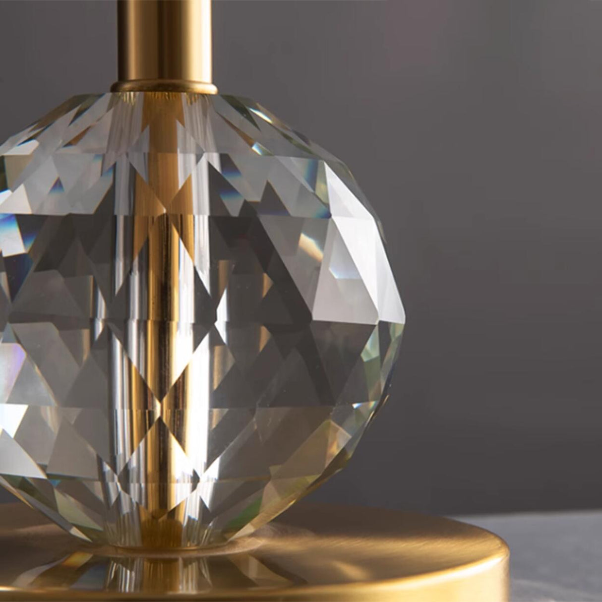 Drum-Shaped Shade Crystal Ball Metal Base Table Lamp Image - 8