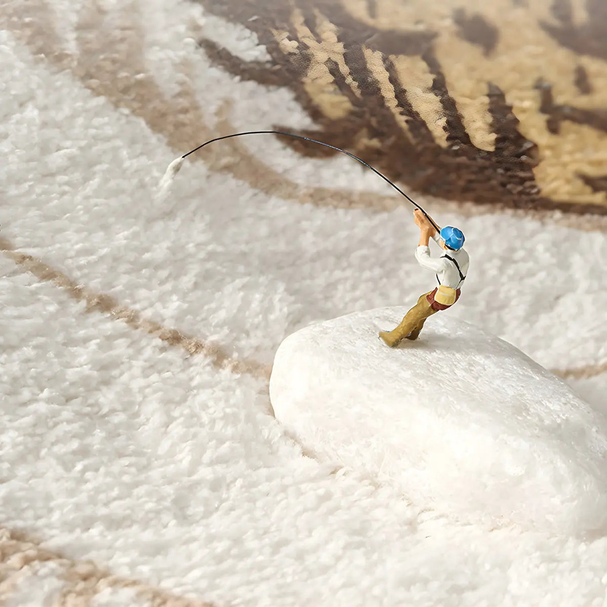 Easy Care Contemporary Floral Shaped Wool Blue Area Rug Image - 11