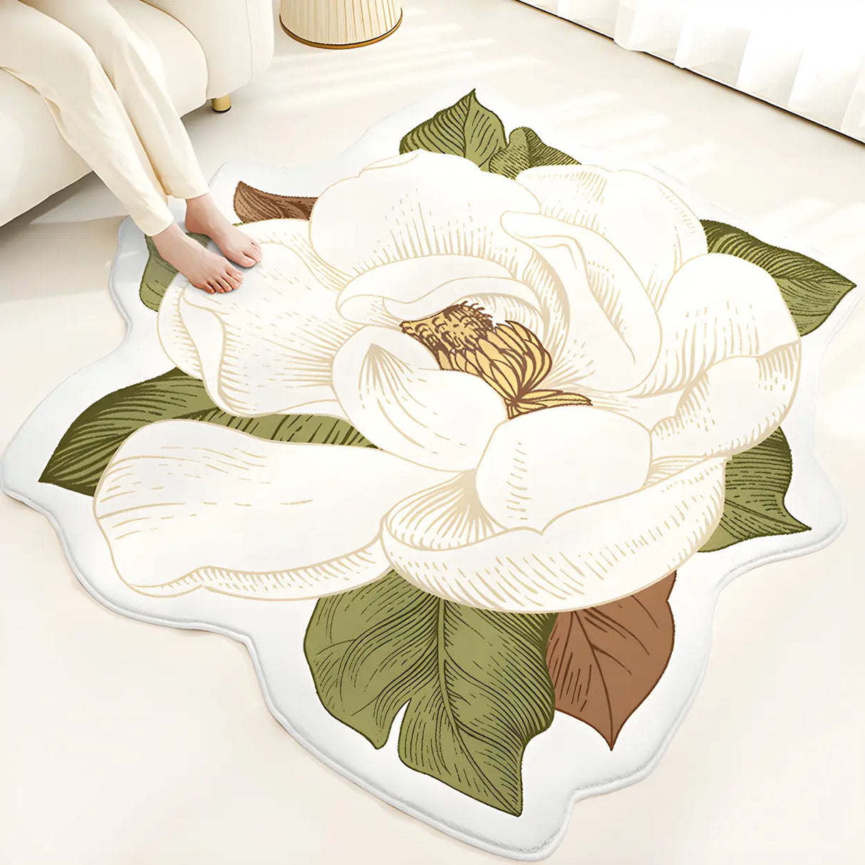 Easy Care Contemporary Floral Shaped Wool Blue Area Rug Image - 2