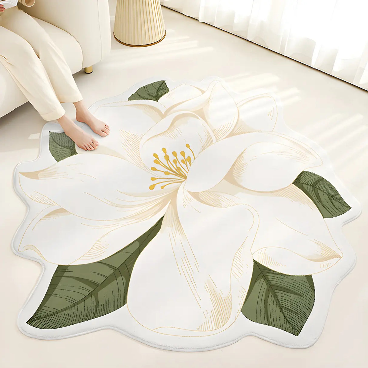Easy Care Contemporary Floral Shaped Wool Blue Area Rug Image - 5