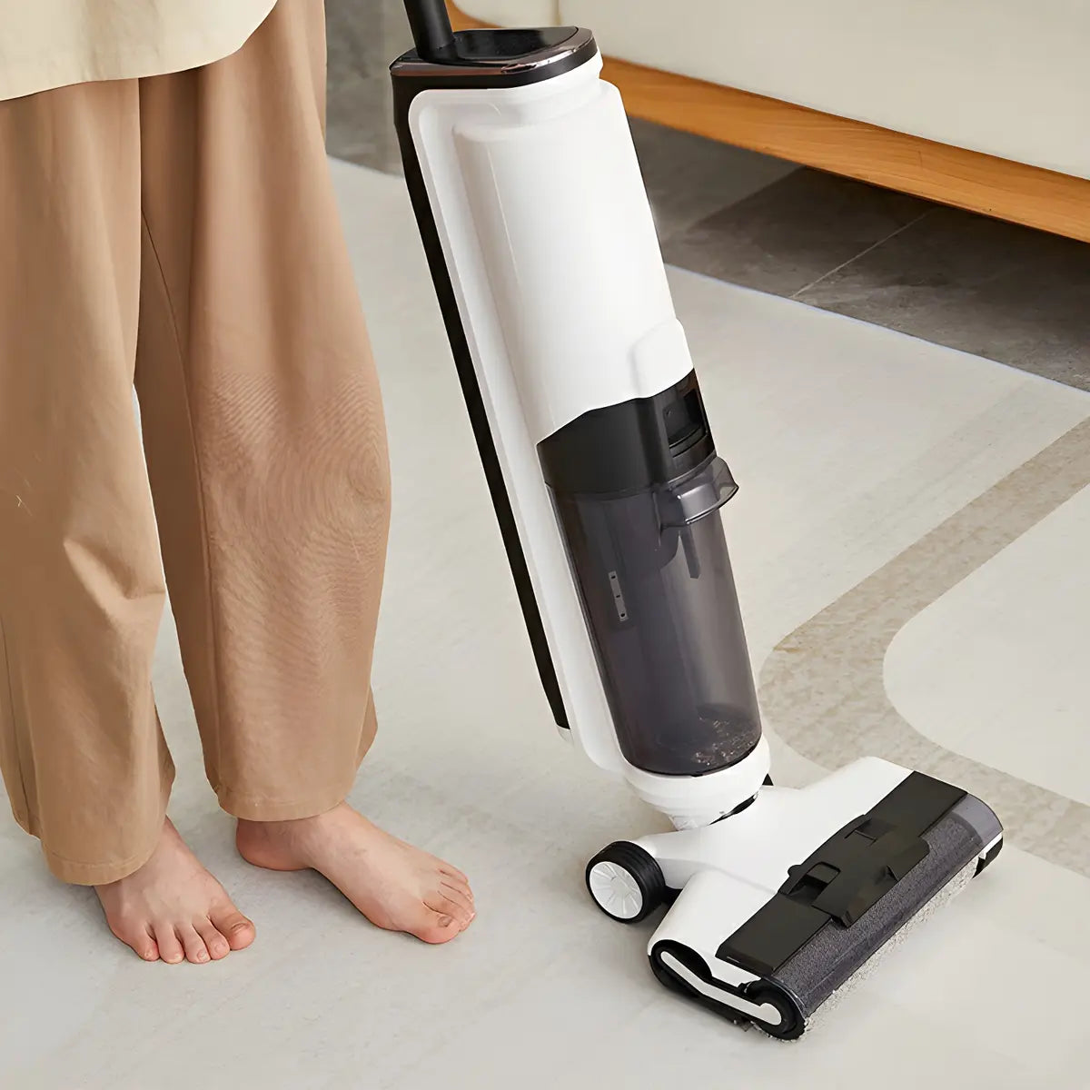 Easy Care Modern Beige Geometric Polyester Area Rug Image - 8