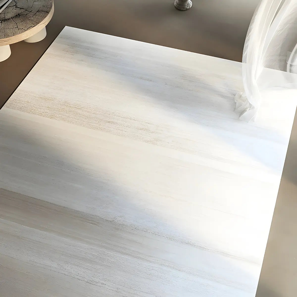 Easy Care Modern Swirl Beige Polyester Area Rug Image - 8