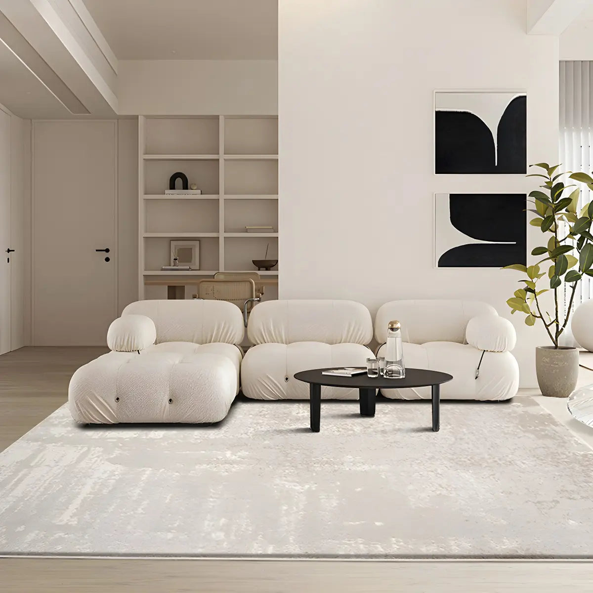 Easy Care Rectangle Polyester Solid Color Area Rug Image - 1