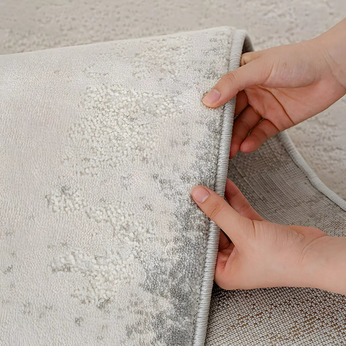 Easy Care Rectangle Polyester Solid Color Area Rug Image - 12