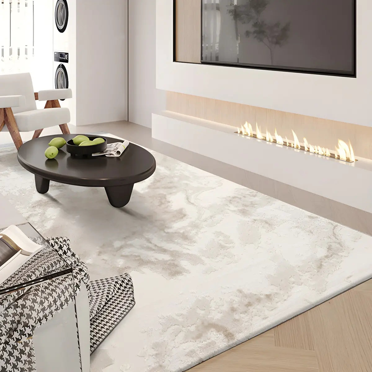 Easy Care Rectangle Polyester Solid Color Area Rug Image - 16