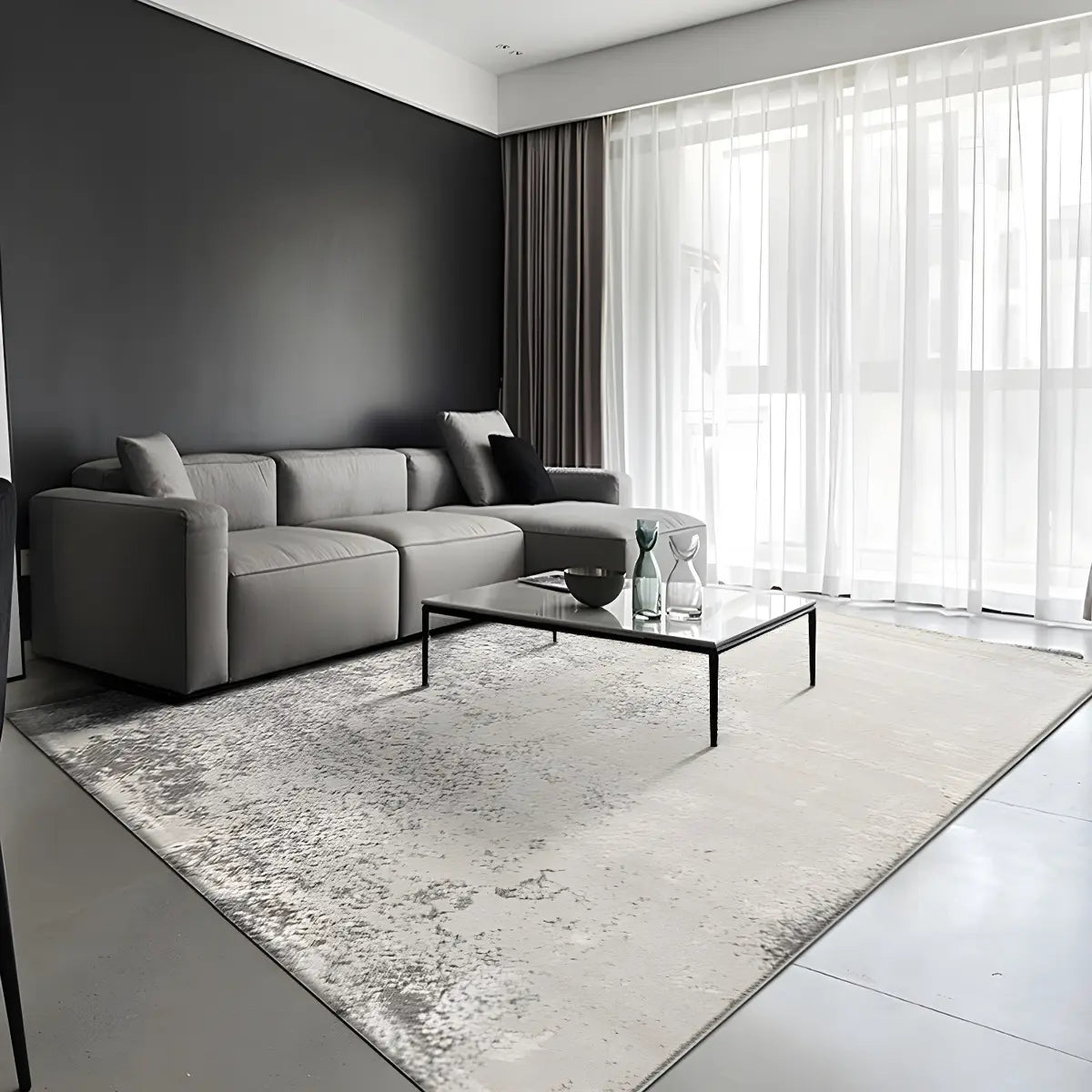 Easy Care Rectangle Polyester Solid Color Area Rug Image - 18