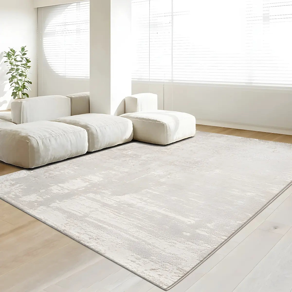 Easy Care Rectangle Polyester Solid Color Area Rug Image - 4