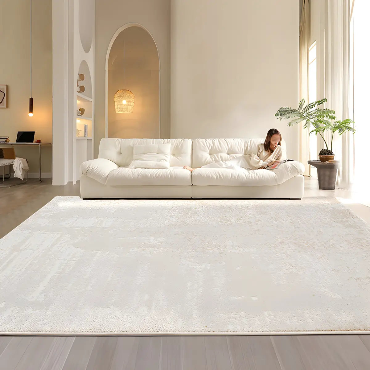 Easy Care Rectangle Polyester Solid Color Area Rug Image - 6