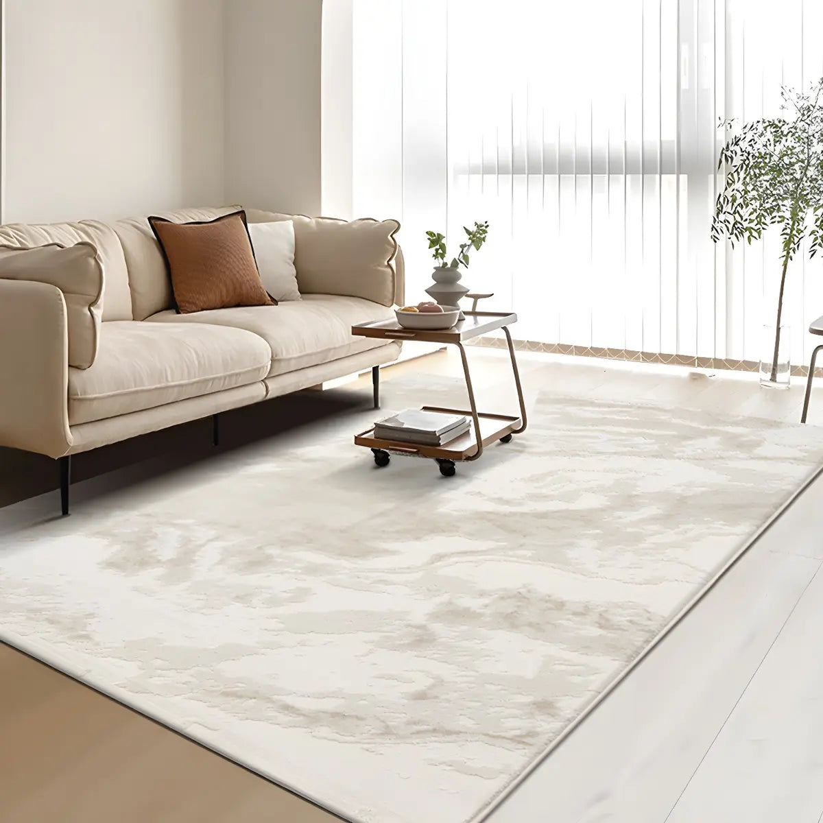 Easy Care Rectangle Polyester Solid Color Area Rug Image - 7