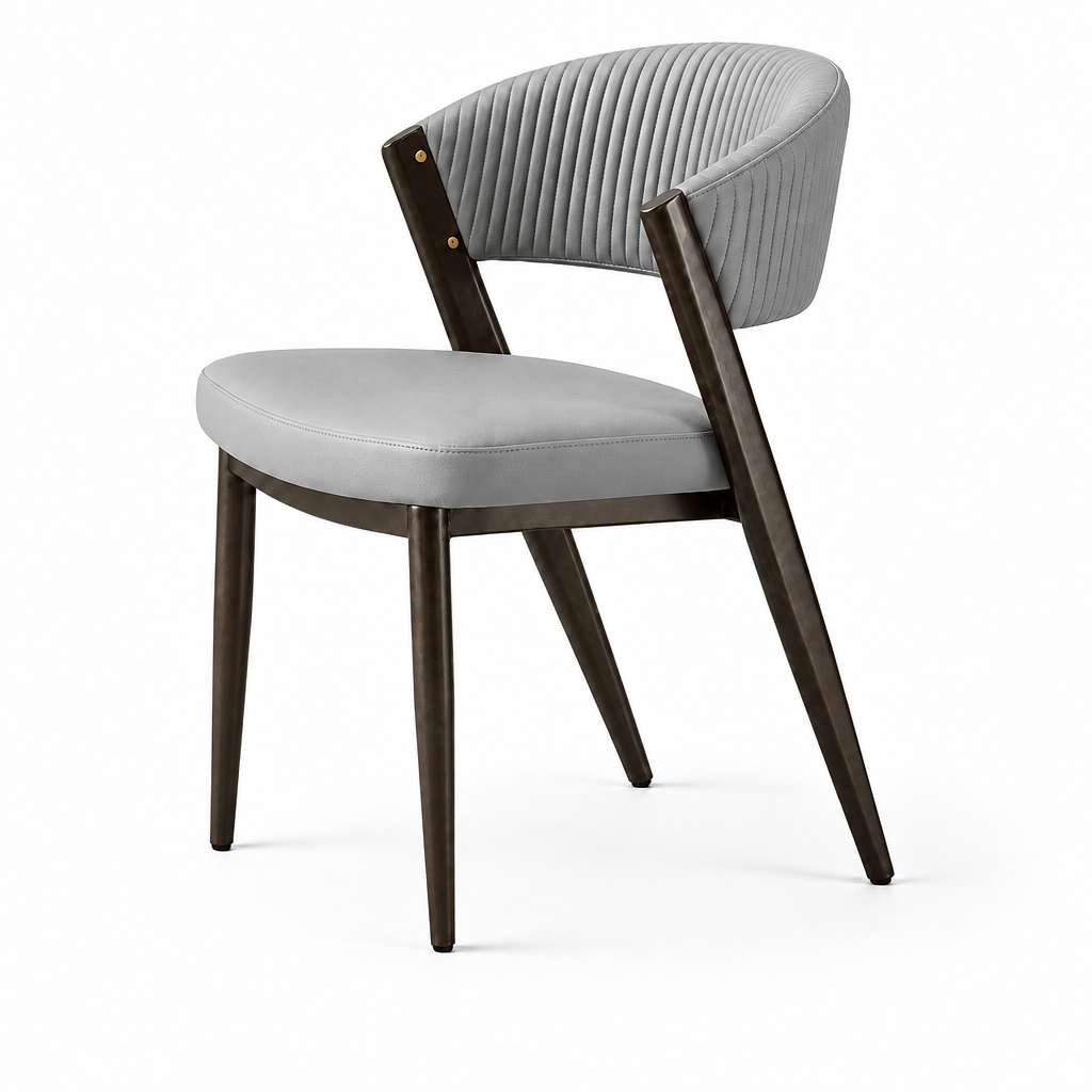 Curved Back Faux Leather Metal Dining Chair