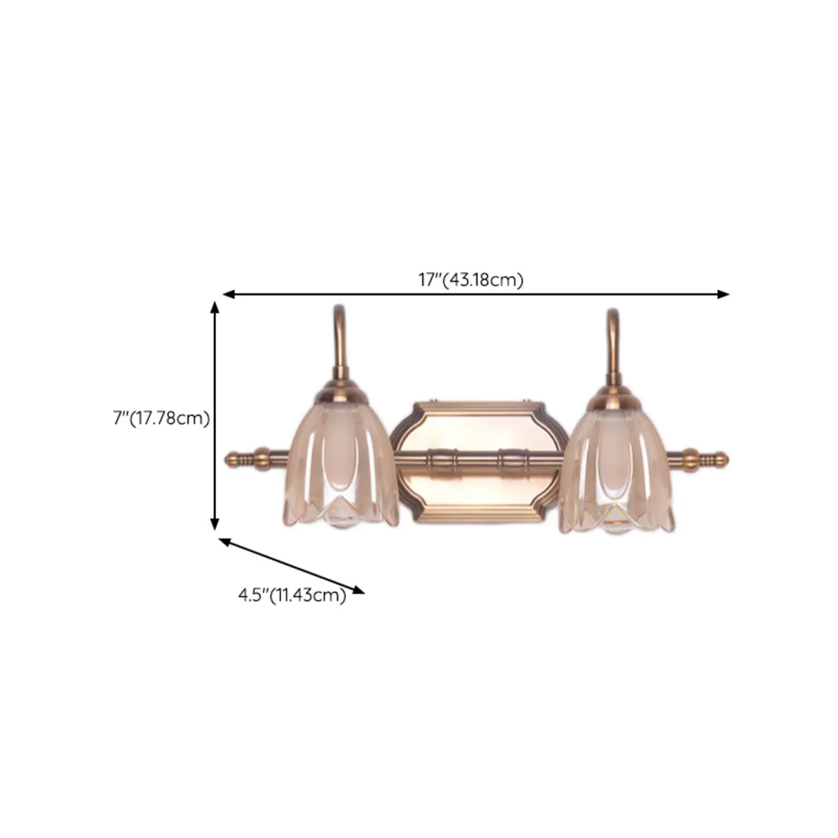 Elegant 3-Light Clear Glass Brass LED Vanity Light Image - 11