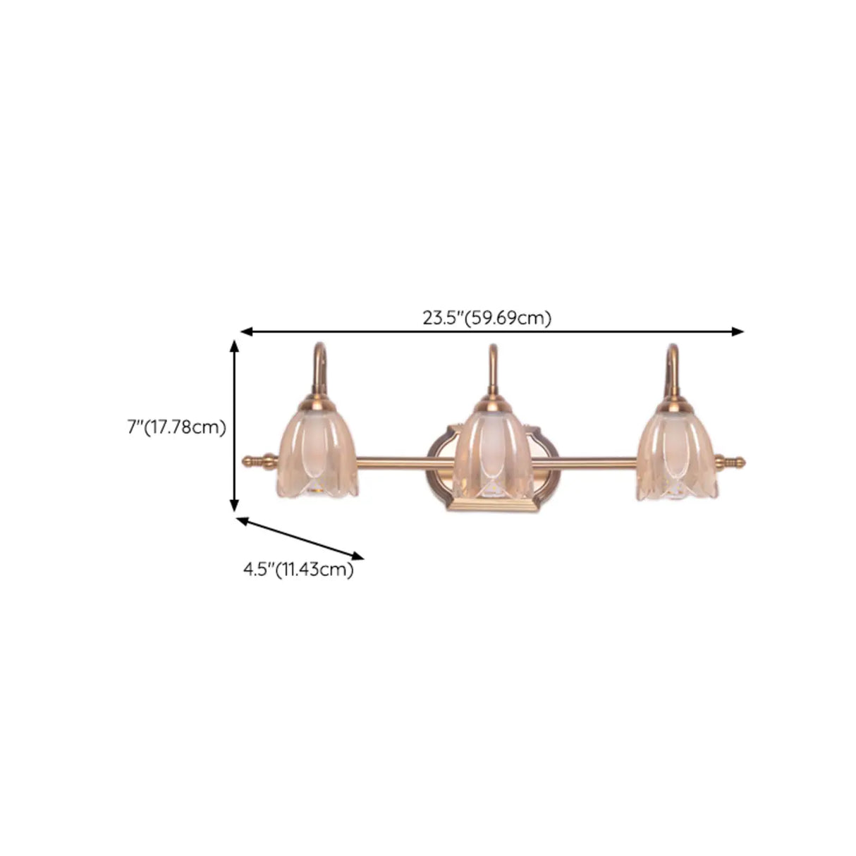 Elegant 3-Light Clear Glass Brass LED Vanity Light Image - 12
