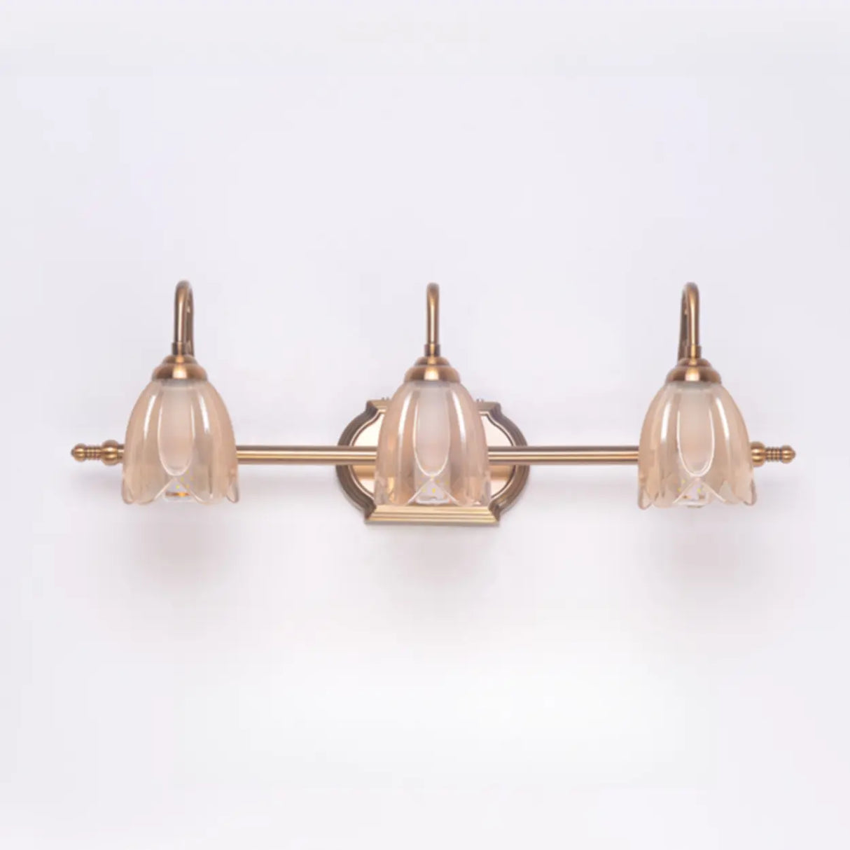 Elegant 3-Light Clear Glass Brass LED Vanity Light Image - 7