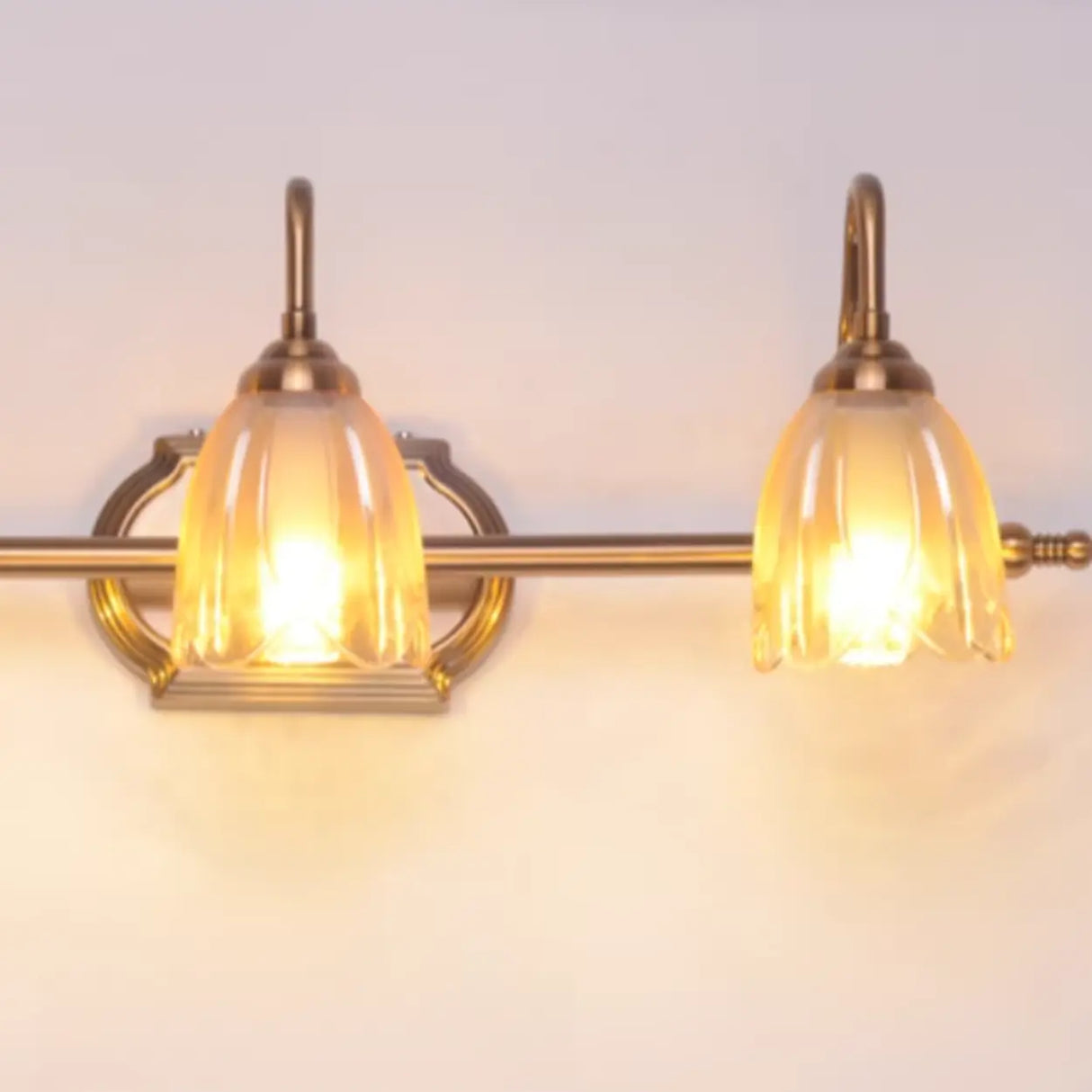 Elegant 3-Light Clear Glass Brass LED Vanity Light Image - 8
