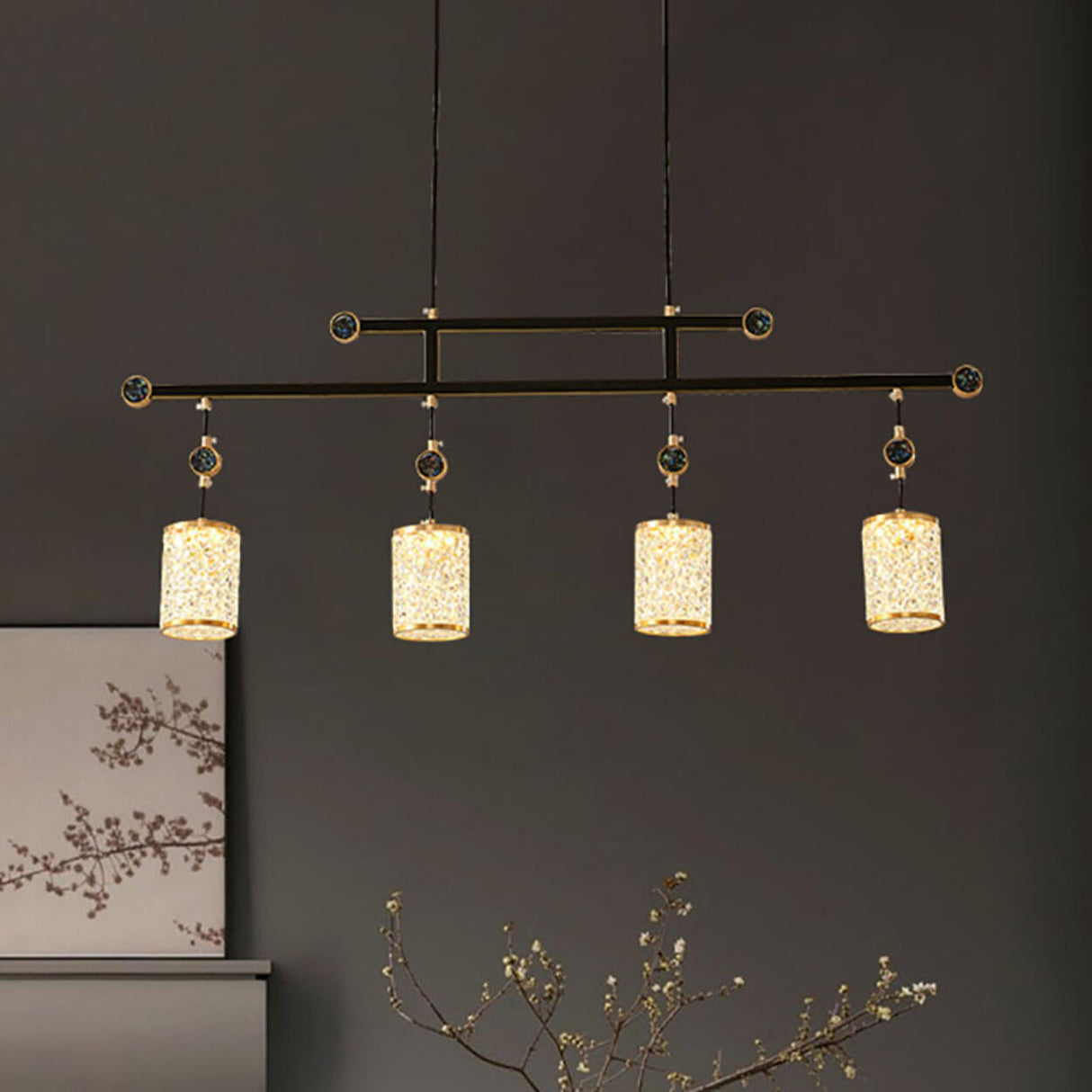 Elegant 4-Light Clear Cylindrical Island Pendant Light Image - 3