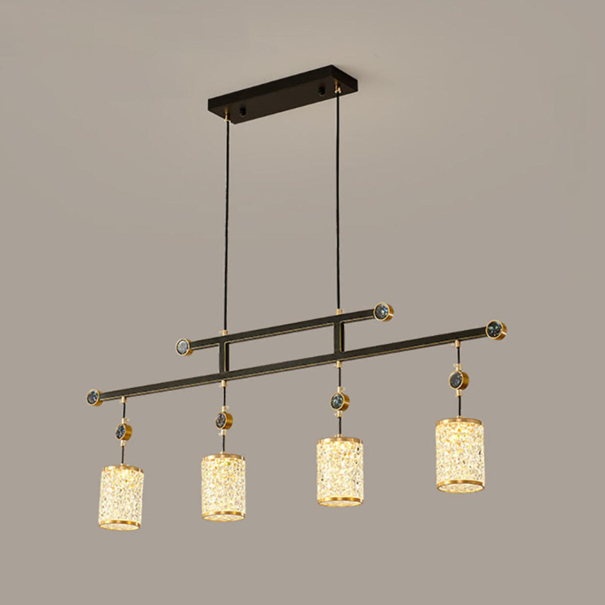 Elegant 4-Light Clear Cylindrical Island Pendant Light Image - 4