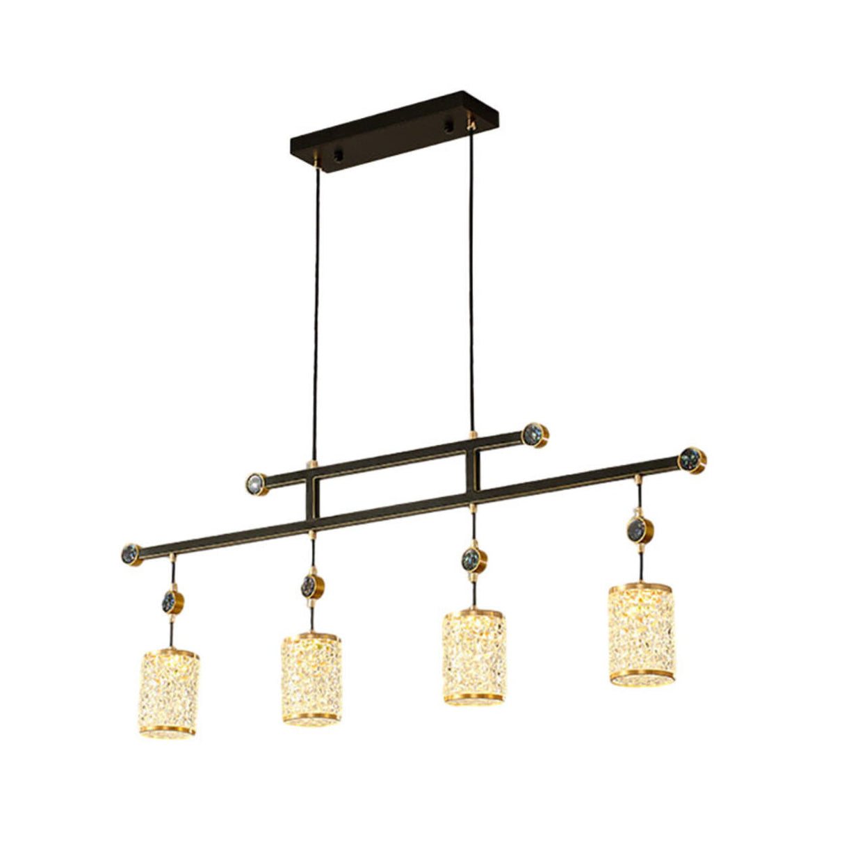 Elegant 4-Light Clear Cylindrical Island Pendant Light Image - 5