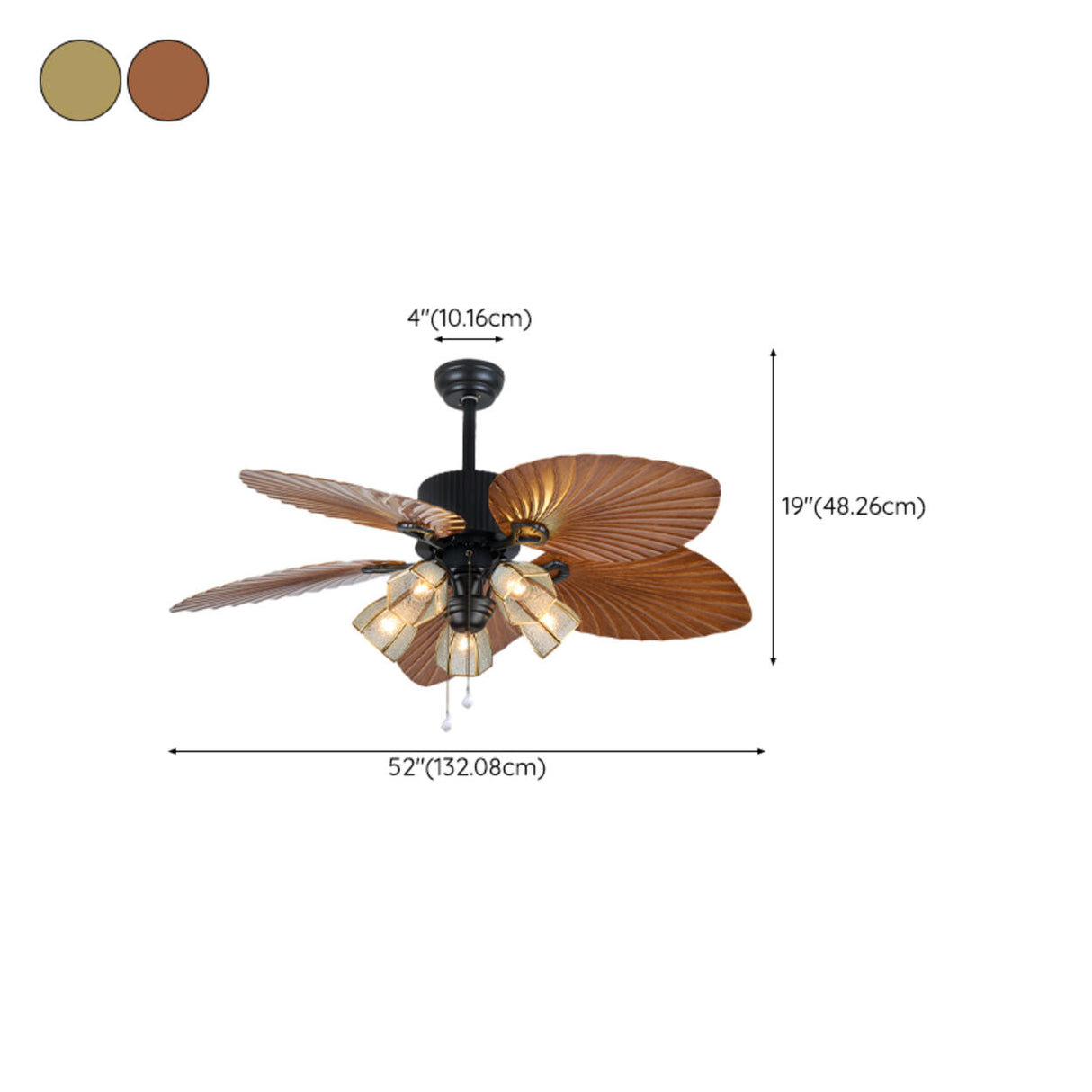 Elegant 5 Leaf Blades Glass Shades Ceiling Fan Light Image - 19