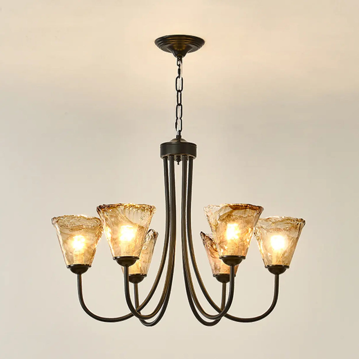 Elegant 6-Light Glass Chandelier for Living or Dining Room Image - 2