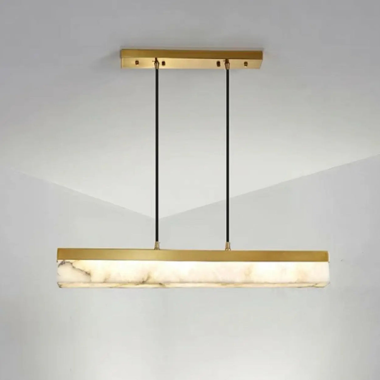 Elegant Alabaster Linear Adjustable Island Pendant Light Image - 6