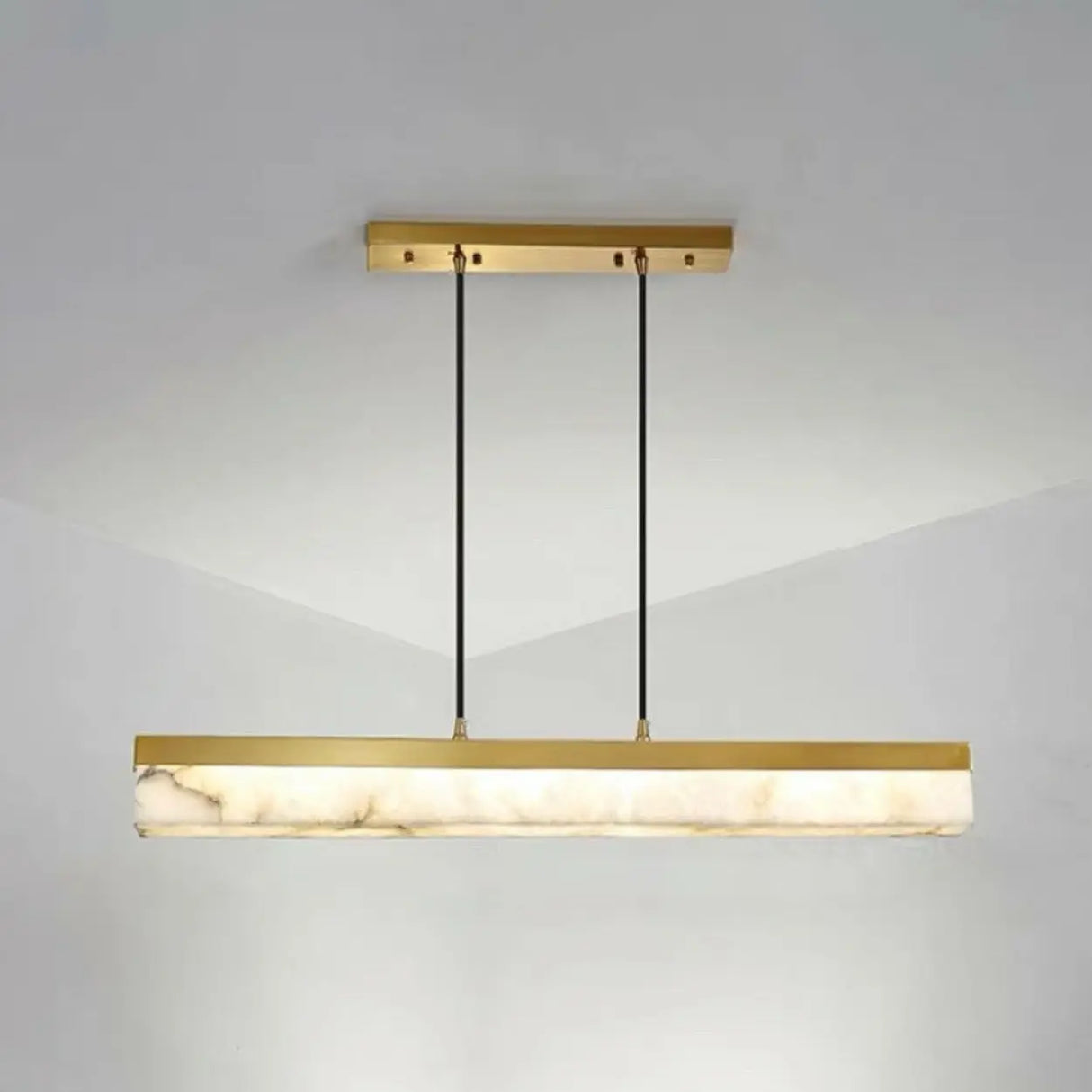 Elegant Alabaster Linear Adjustable Island Pendant Light Image - 7