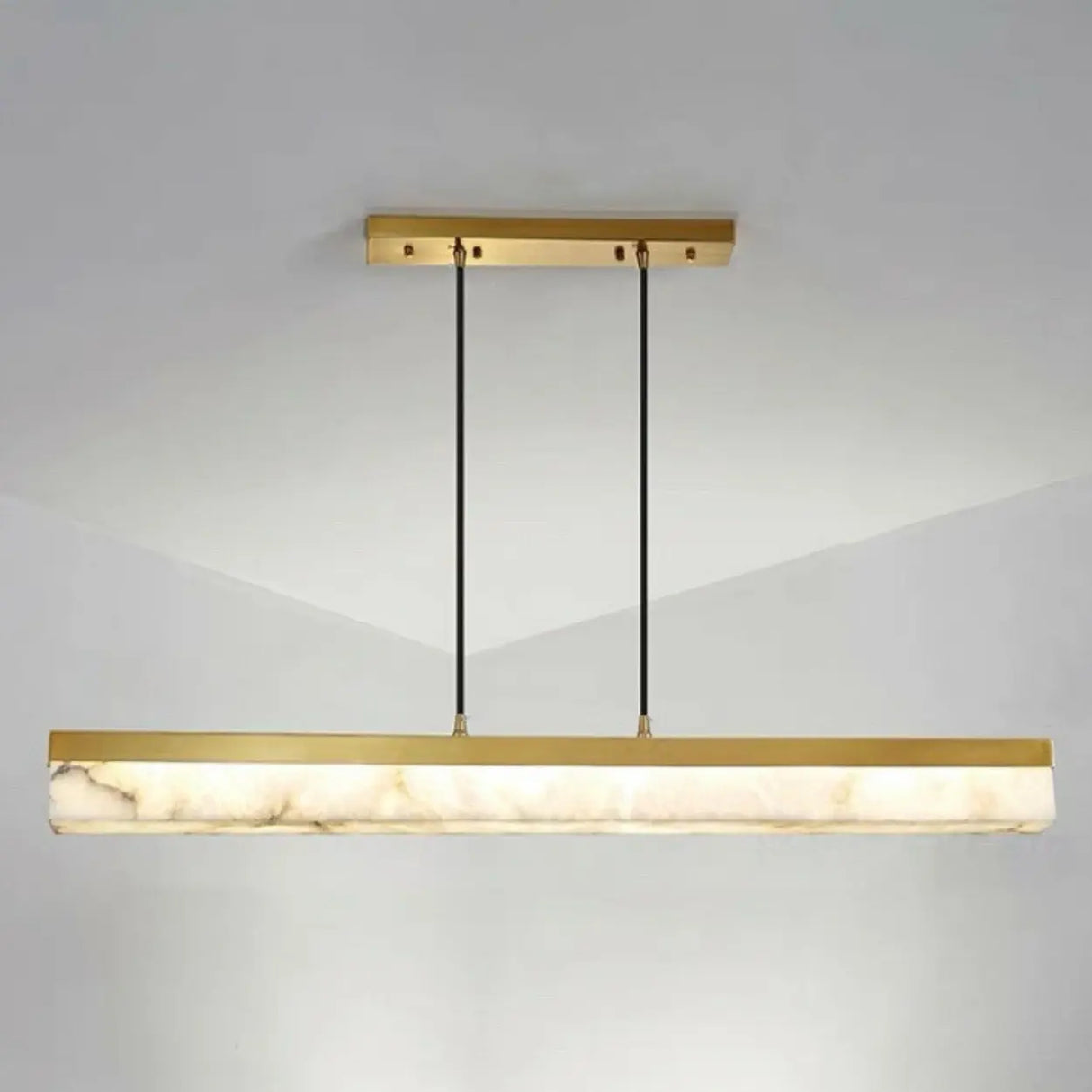 Elegant Alabaster Linear Adjustable Island Pendant Light Image - 8