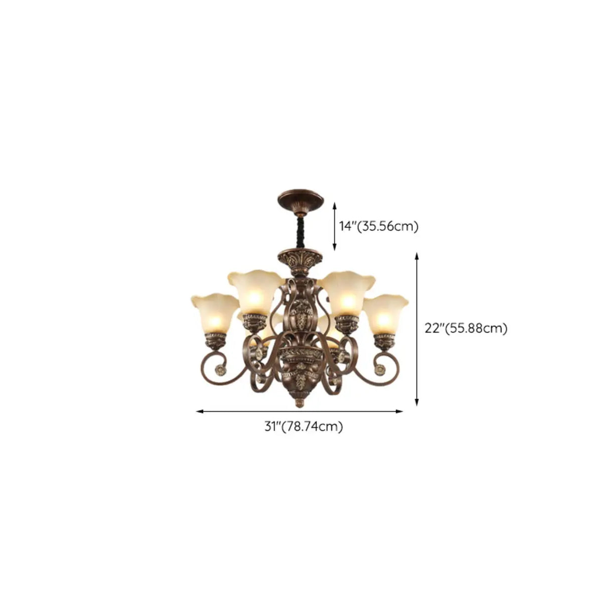 Elegant Antique Bronze 8-Light Vintage Ceiling Chandelier Image - 17