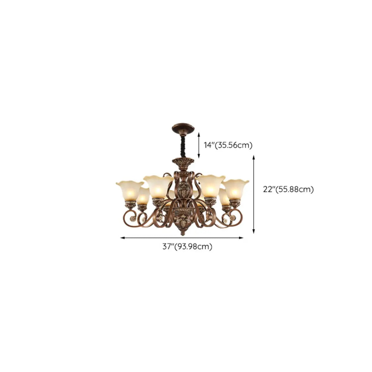 Elegant Antique Bronze 8-Light Vintage Ceiling Chandelier Image - 18