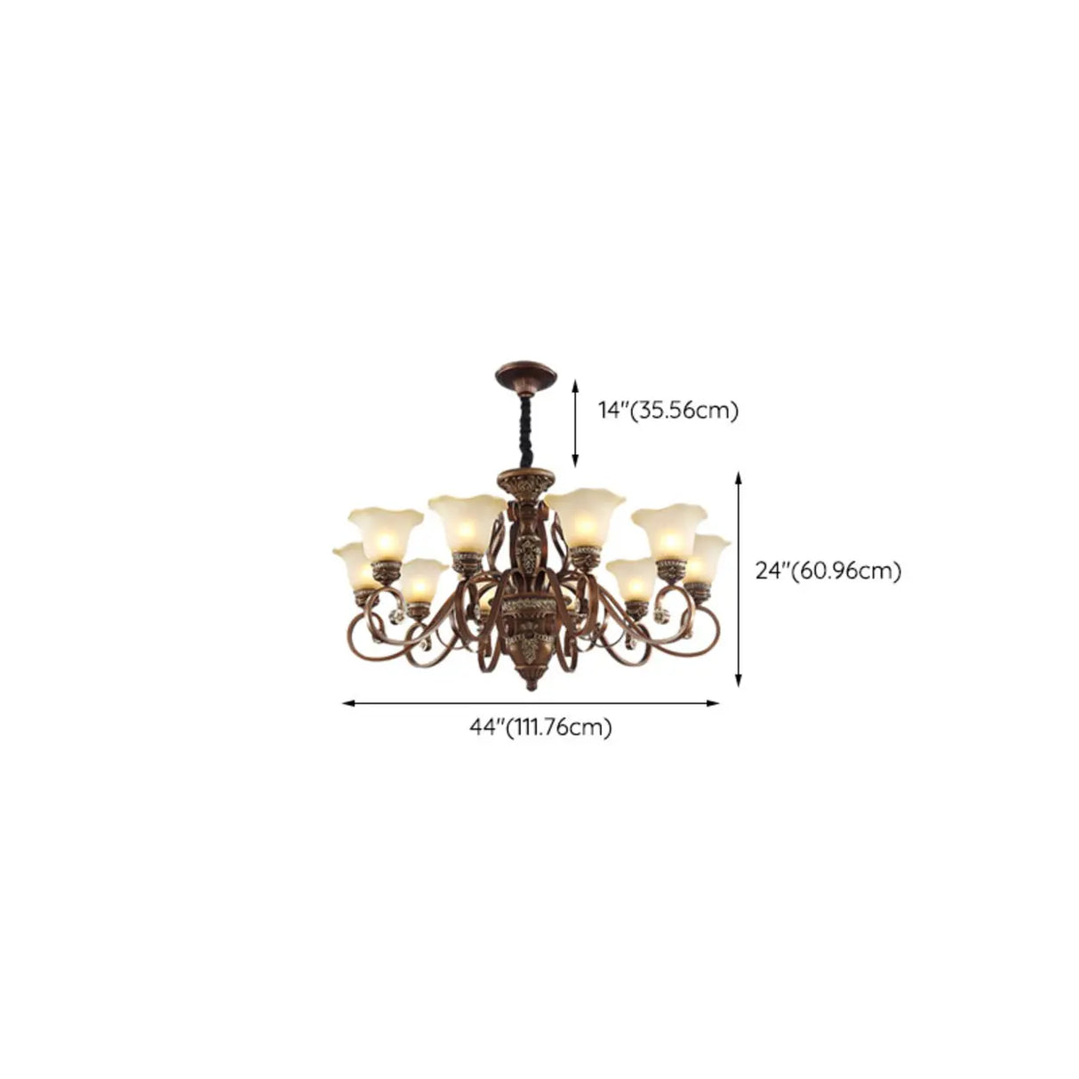 Elegant Antique Bronze 8-Light Vintage Ceiling Chandelier Image - 19