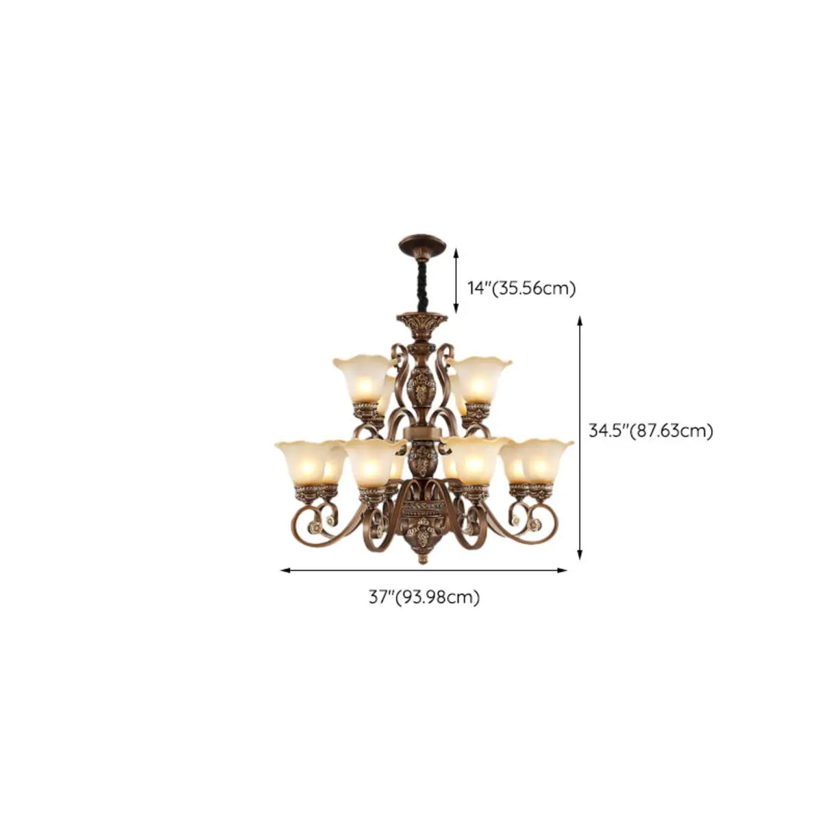 Elegant Antique Bronze 8-Light Vintage Ceiling Chandelier Image - 20