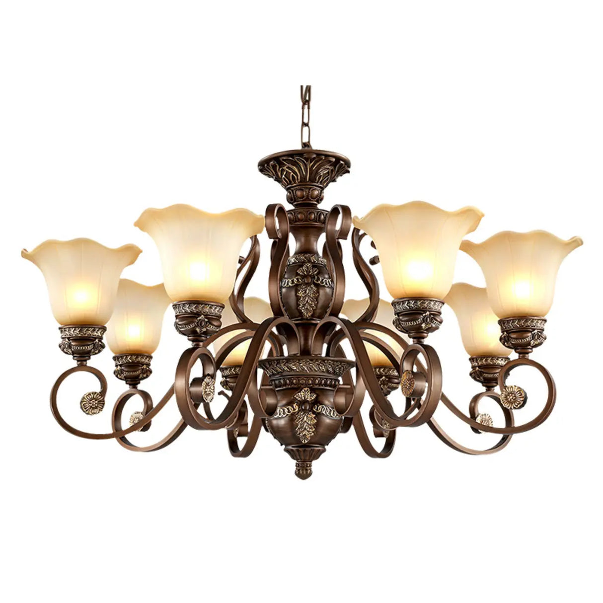 Elegant Antique Bronze 8-Light Vintage Ceiling Chandelier Image - 5