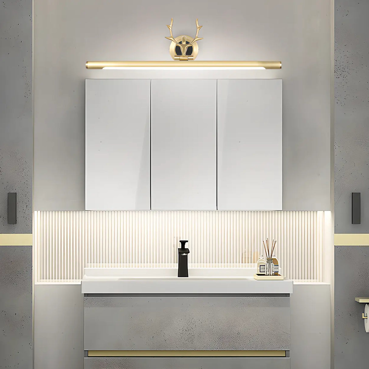 Elegant Antler Gold Linear LED Vanity Mirror Light Image - 3
