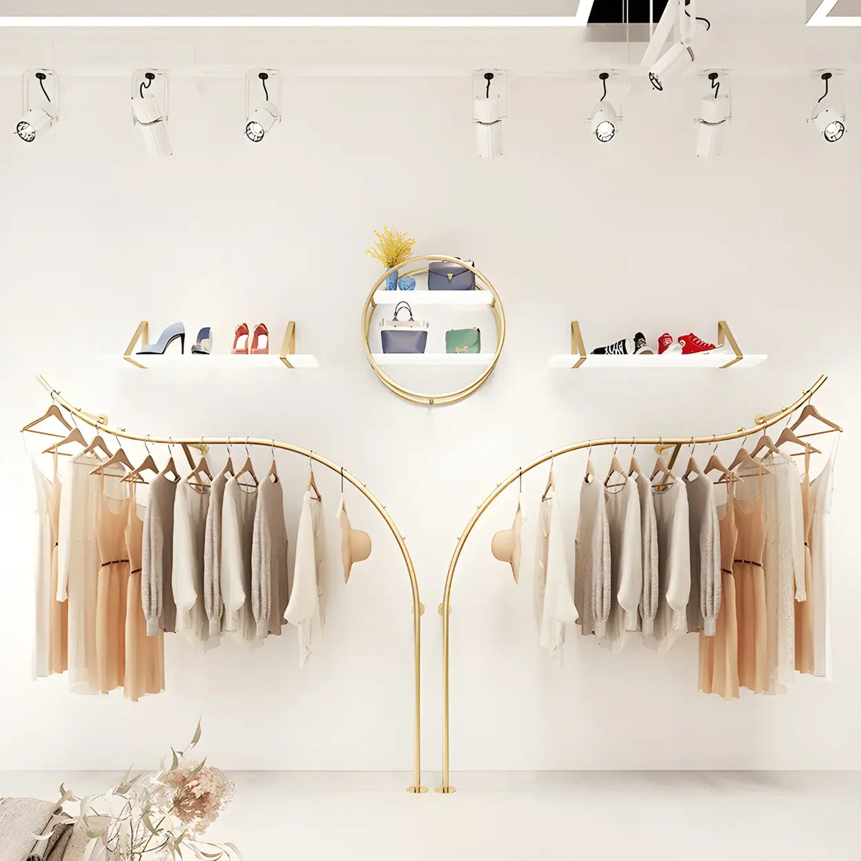 Elegant Arc Metal Gold Large Wall Mounted Coat Rack Image - 6