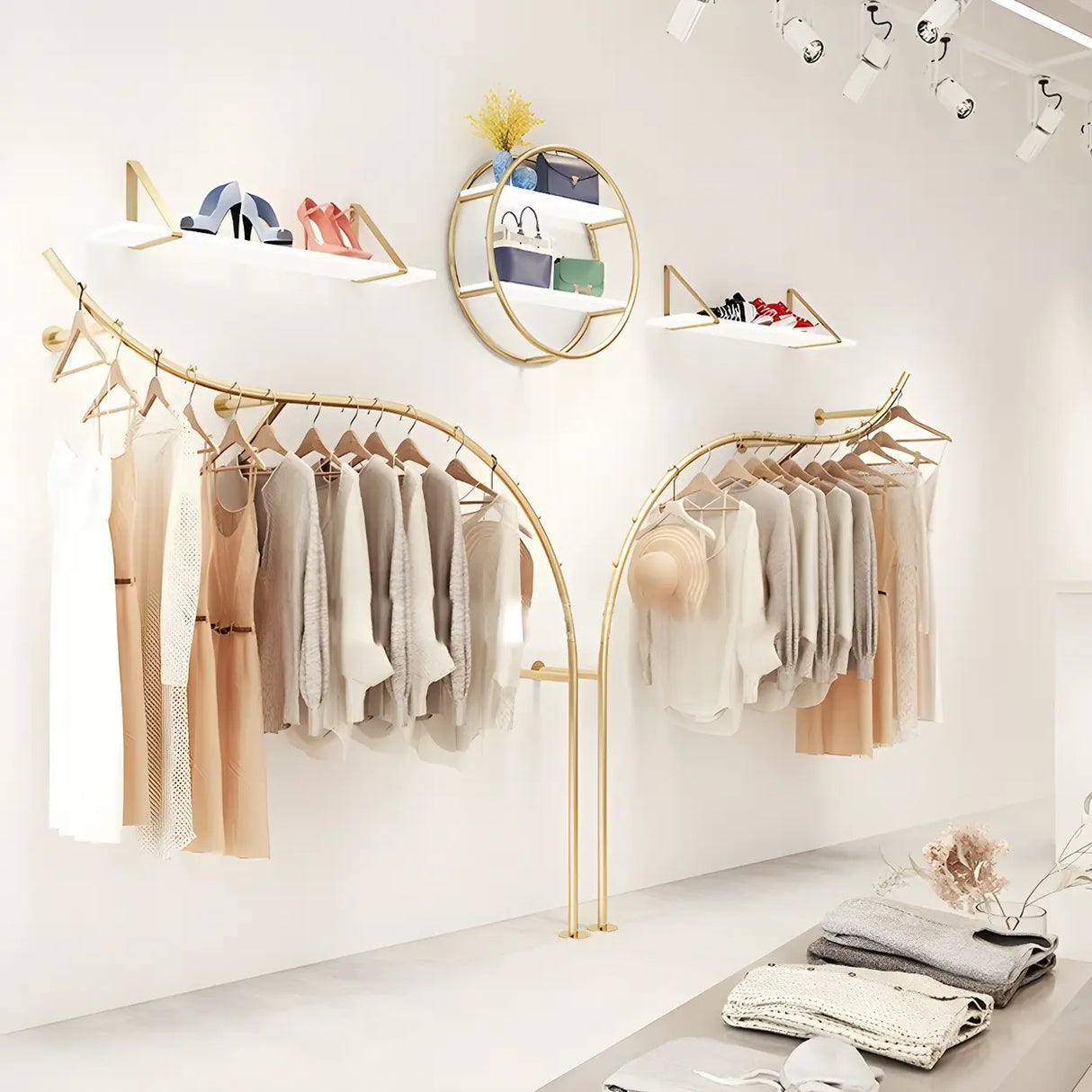 Elegant Arc Metal Gold Large Wall Mounted Coat Rack Image - 8