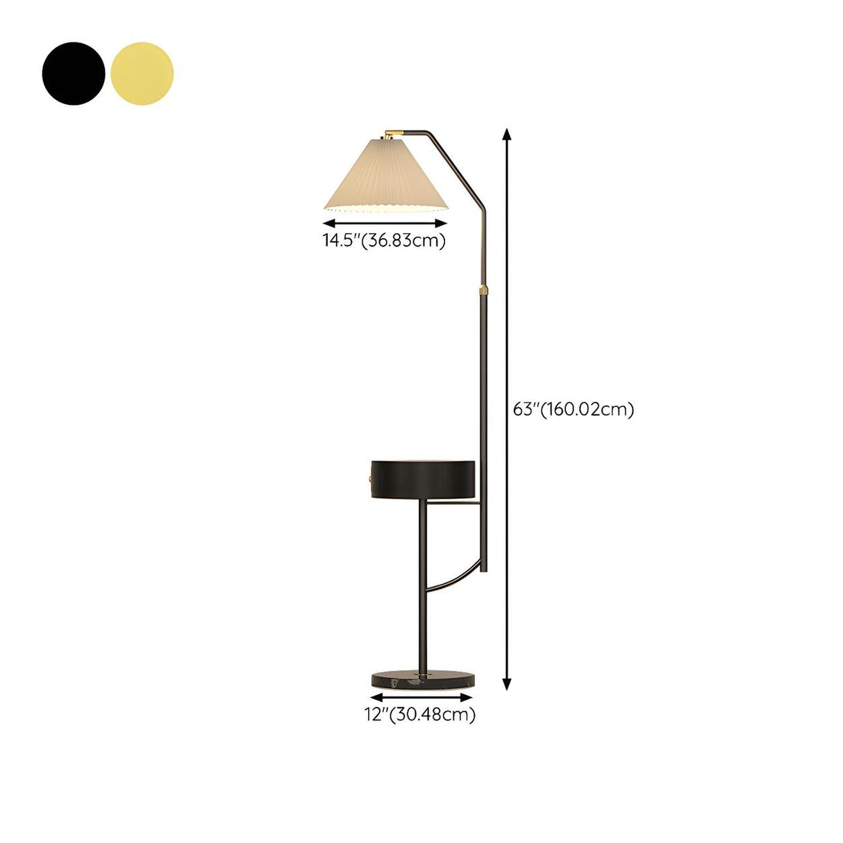 Elegant Bedside Cone Gold Floor Lamp with Side Table